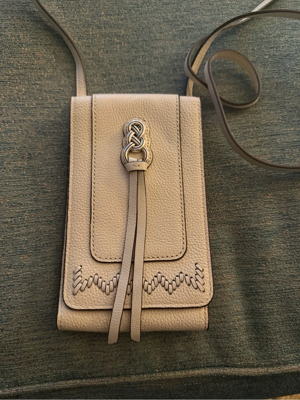 Brighton Beige Leather Crossbody Phone Wallet with Celtic Knot